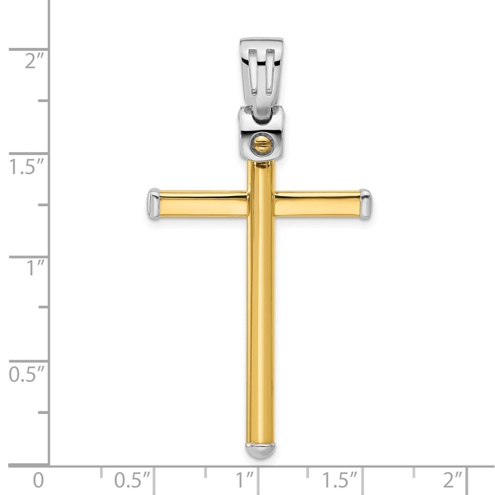 14K Two Tone Polished Cross Pendant