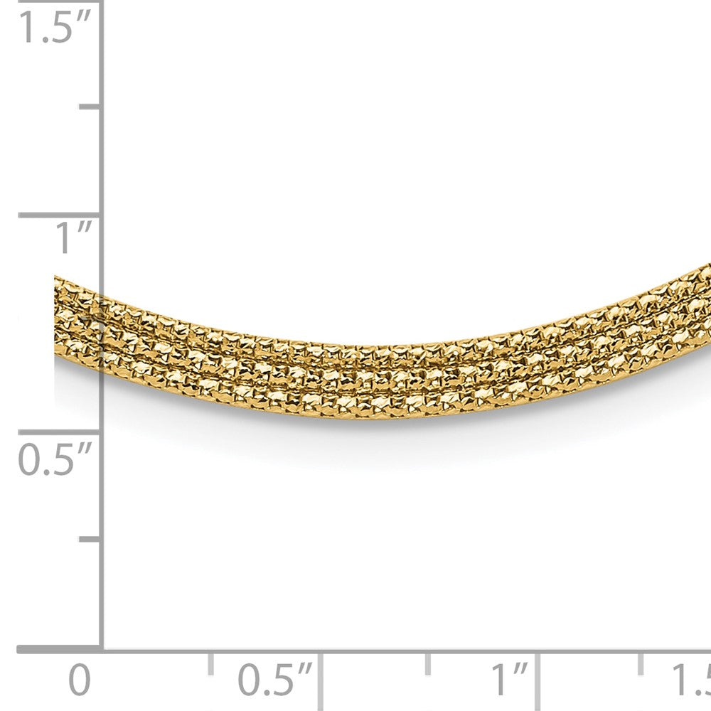 14K Yellow Gold With Diamond Cut Accent And 2In. Ext. Woven Necklace