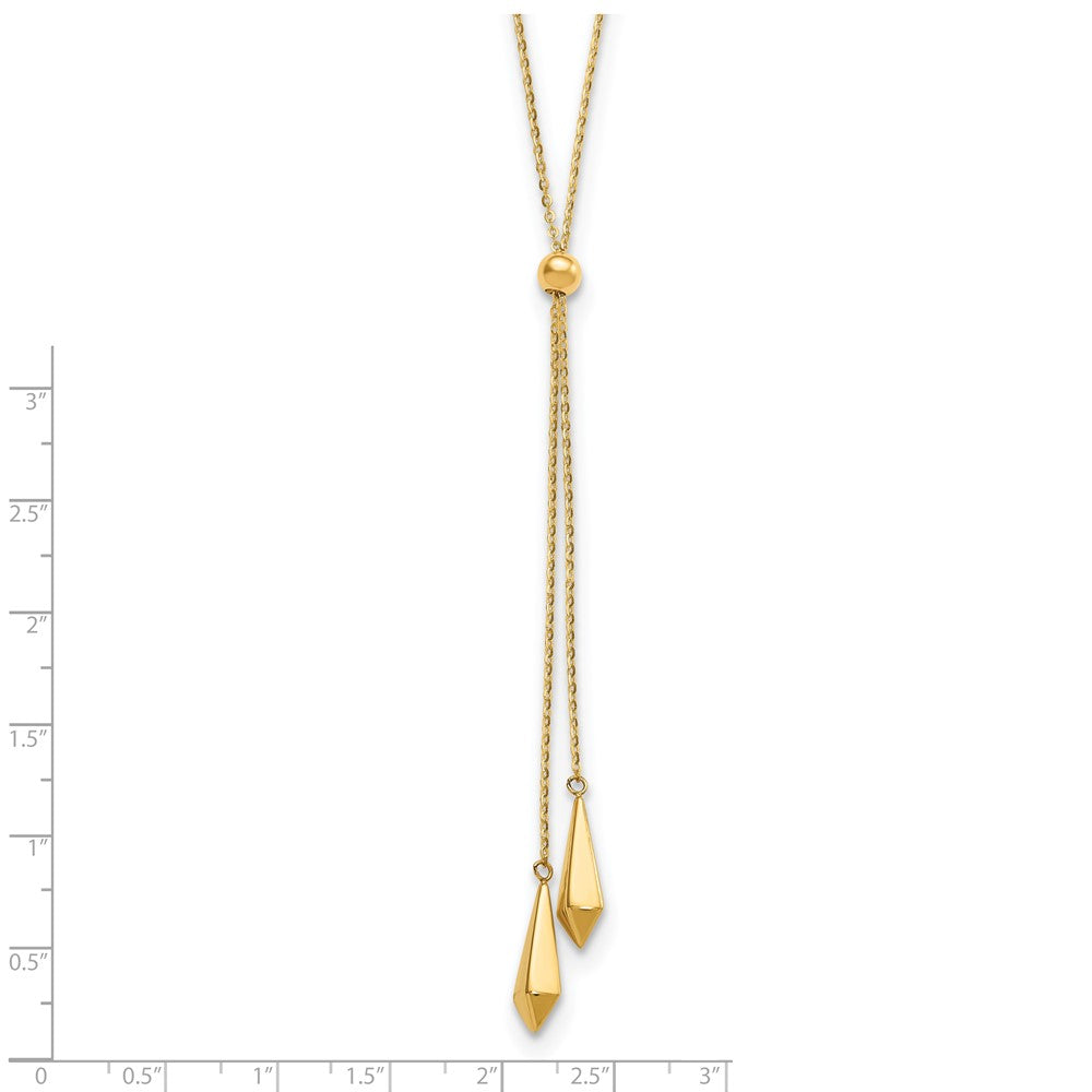 14K Yellow Gold Polished Adjustable Y Drop Necklace