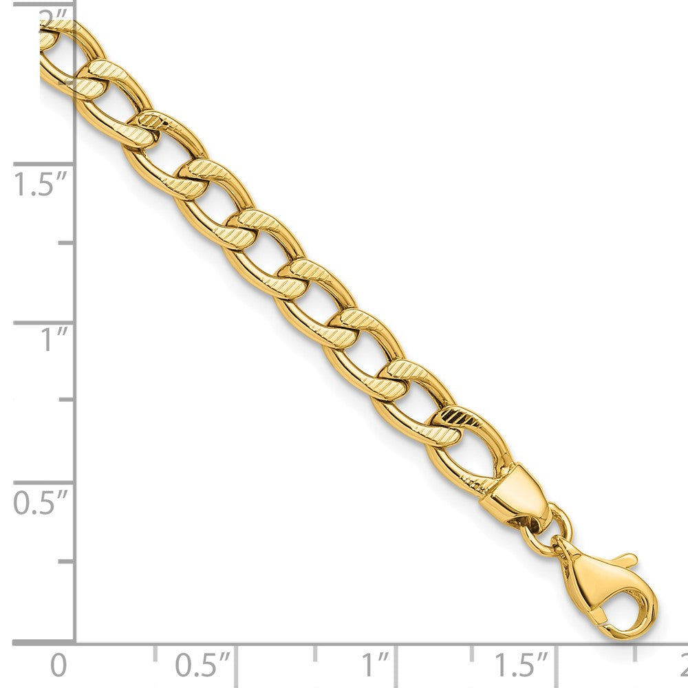 14K Yellow Gold Polished And Textured Link Bracelet