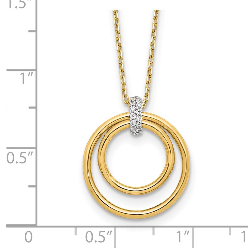 14K Two Tone Polished Cz Circles Necklace