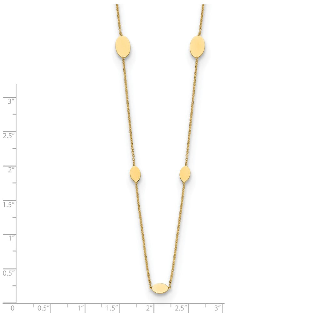14K Yellow Gold Polished Oval Discs Station With 1In Ext. Necklace