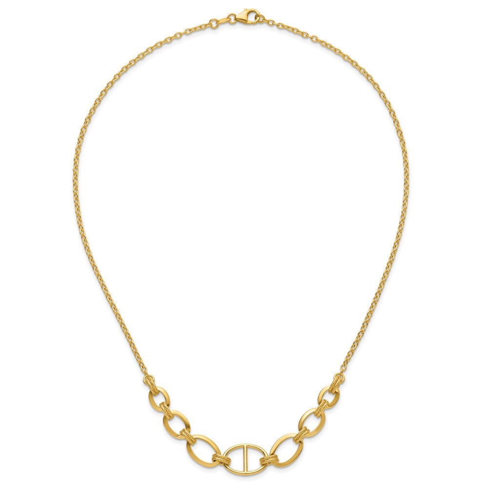 14K Yellow Gold Polished And Textured Fancy Necklace