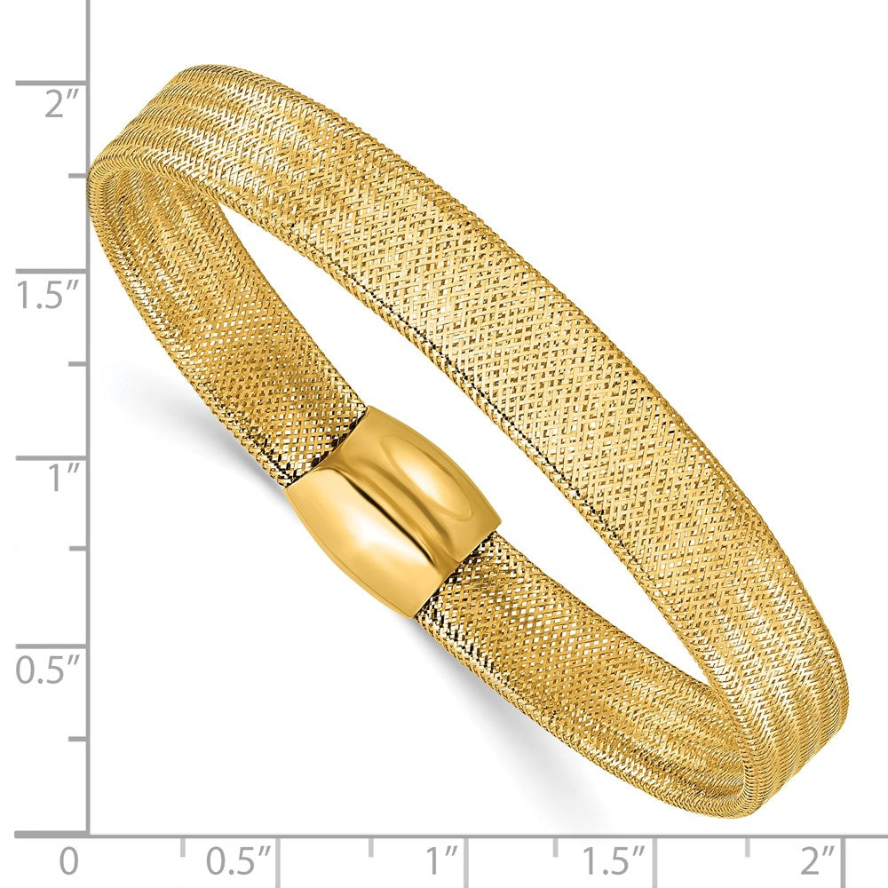 14K Yellow Gold Mesh Slip On Stretch Bracelet