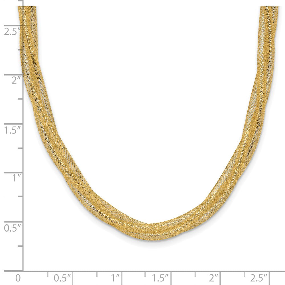 14K Yellow Gold Mesh Twist Stretch Necklace