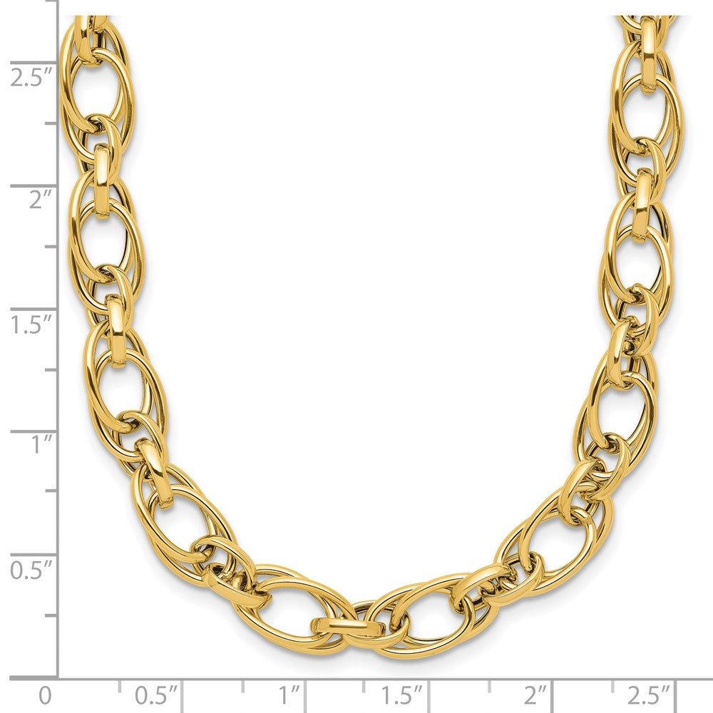 14K Yellow Gold Polished Fancy Oval Link Necklace