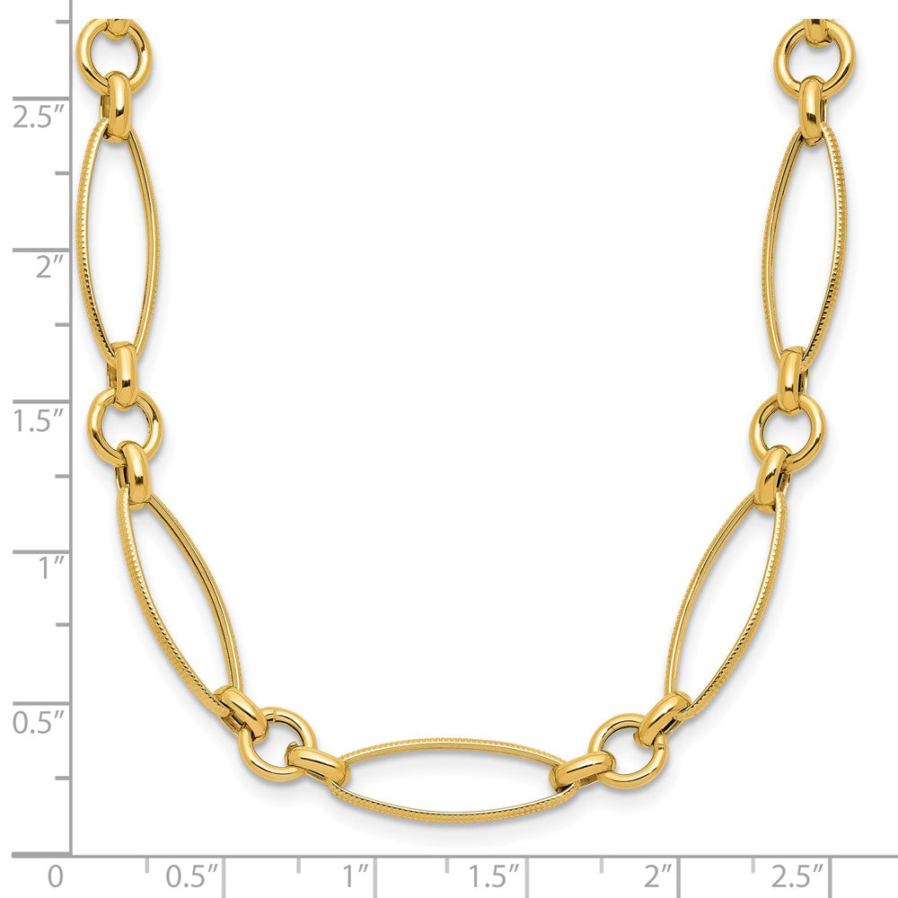 14K Yellow Gold Polished And Diamond Cut Fancy Link 19In Necklace