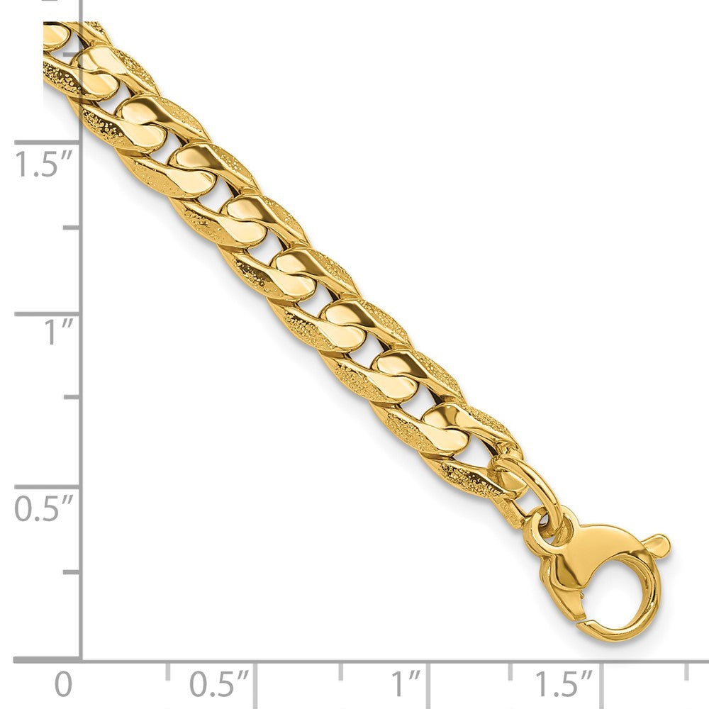 14K Yellow Gold Polished And Textured Fancy Curb Bracelet