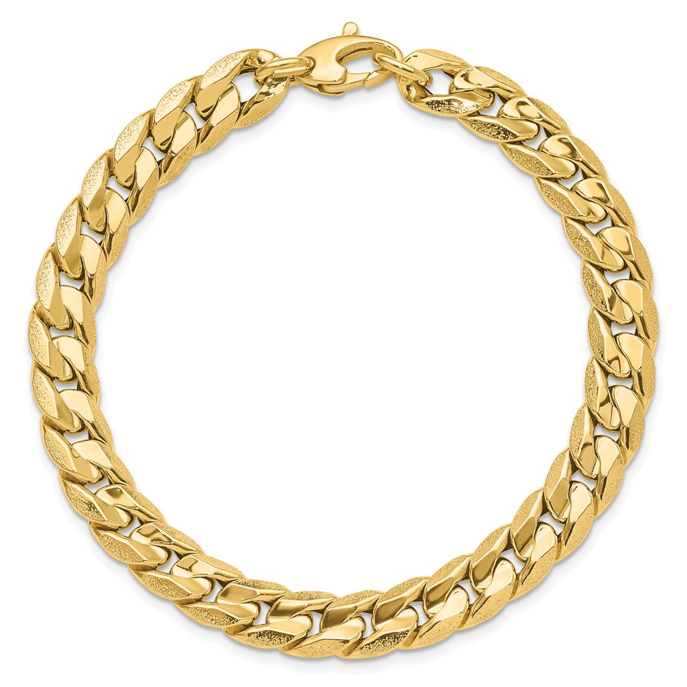 14K Yellow Gold Polished And Textured Fancy Curb Men'S Bracelet