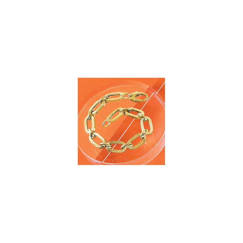 14K Yellow Gold Polished And Satin Fancy Link Bracelet