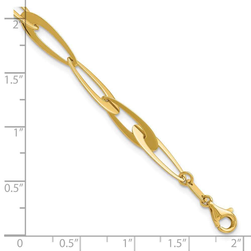 14K Yellow Gold Polished Fancy Link W/.25In Ext. Bracelet