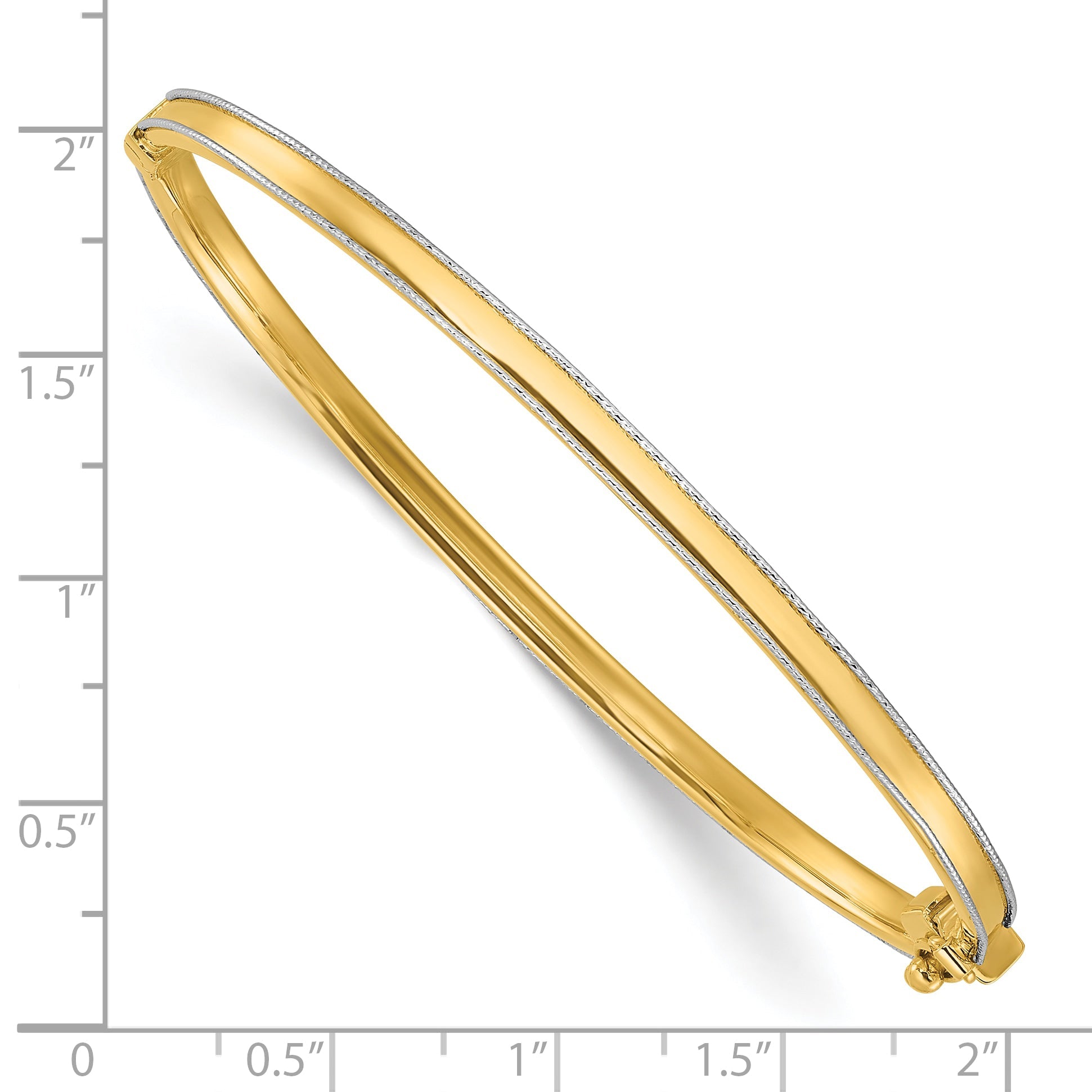 14K Two Tone Polished And D/C Hinged Bangle