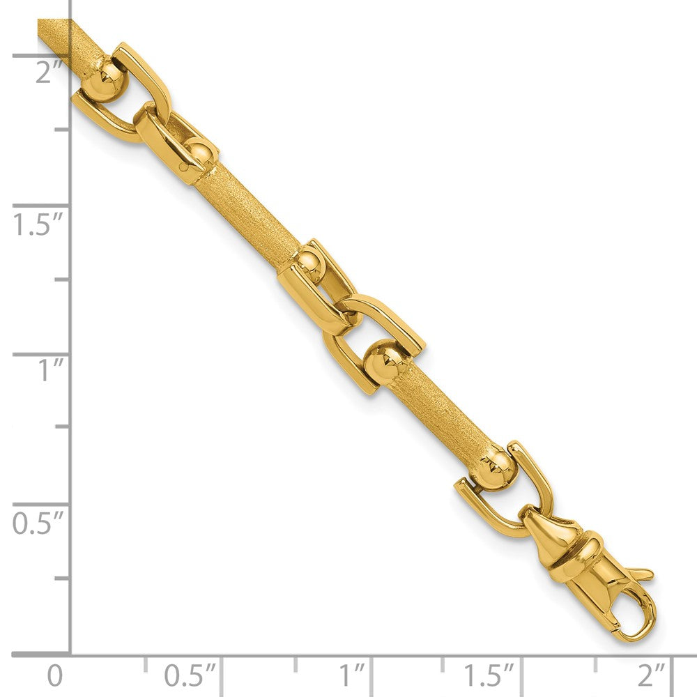 14K Yellow Gold Polished And Satin Fancy Link Bracelet