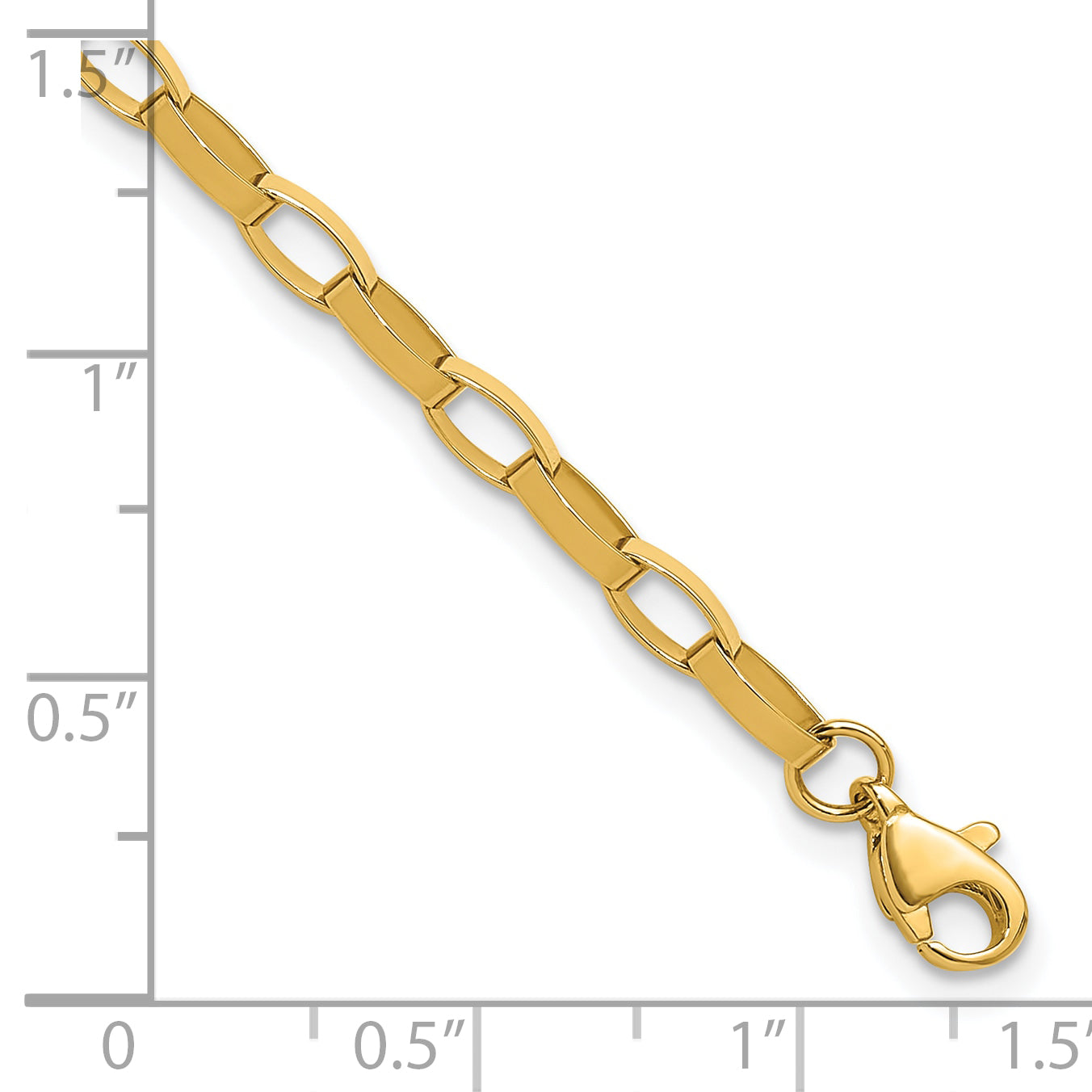 14K Yellow Gold Polished Fancy Link With .5In Ext. Bracelet