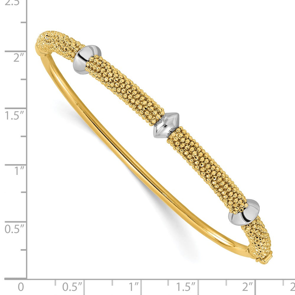 14K Two Tone Polished And Textured Hinged Bangle