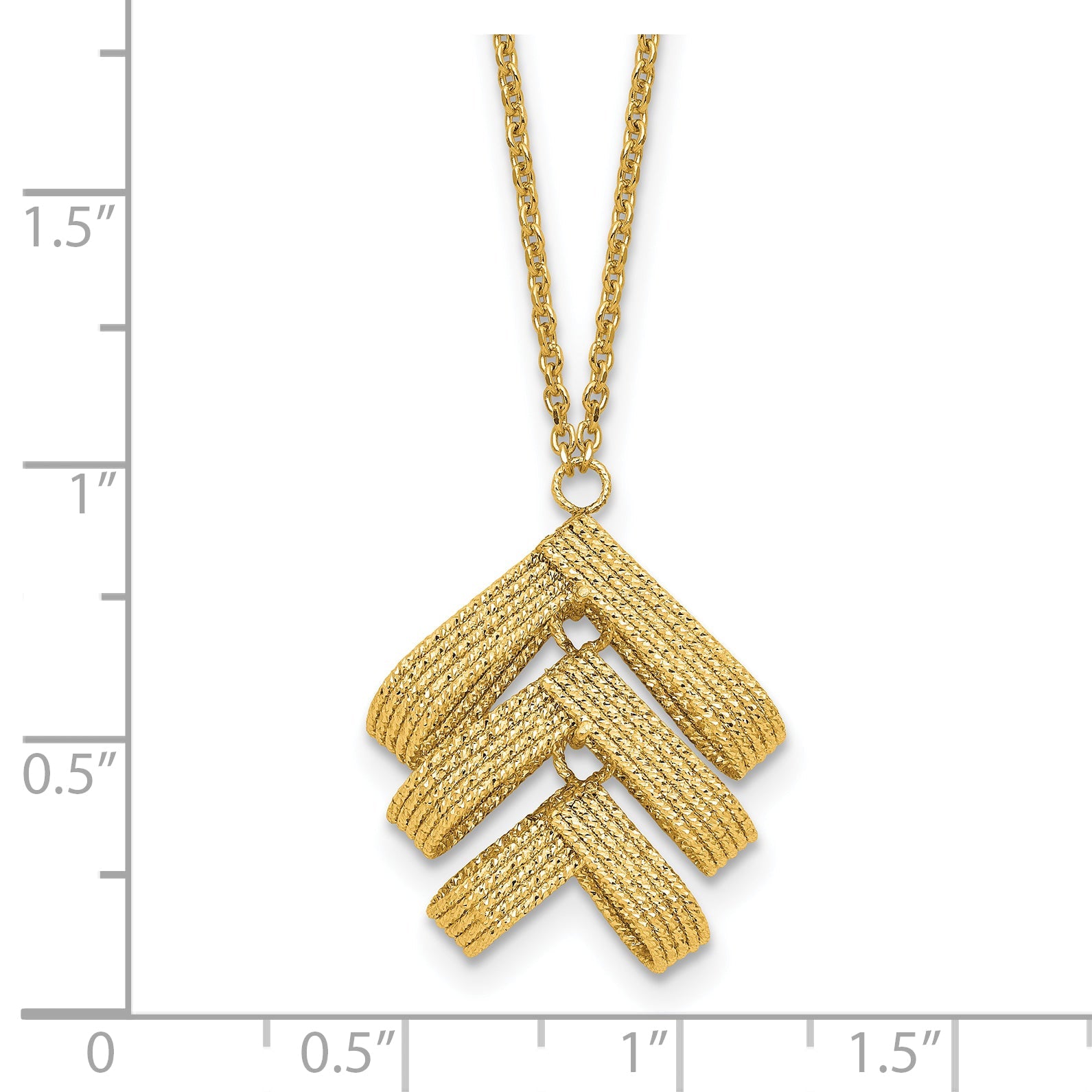 14K Yellow Gold Polished And Textured Fancy With 2In Ext. Necklace