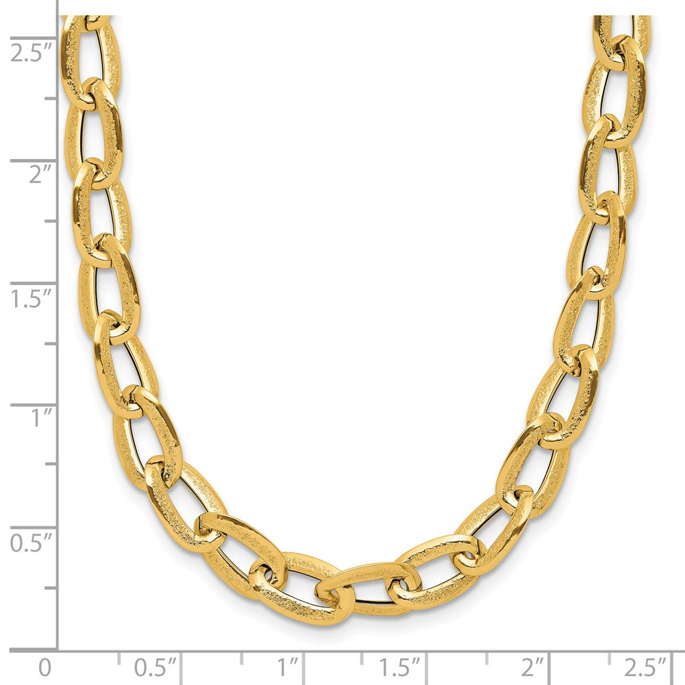 14K Yellow Gold Polished And Satin Fancy Link Necklace