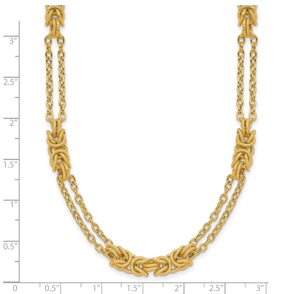 14K Yellow Gold Polished And Textured Multi Strand Necklace