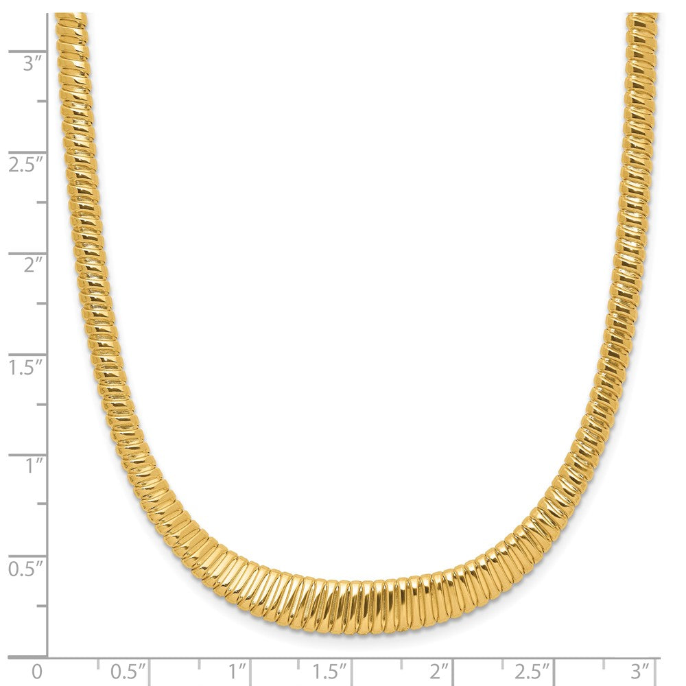 14K Yellow Gold Polished Ridged Graduated Necklace