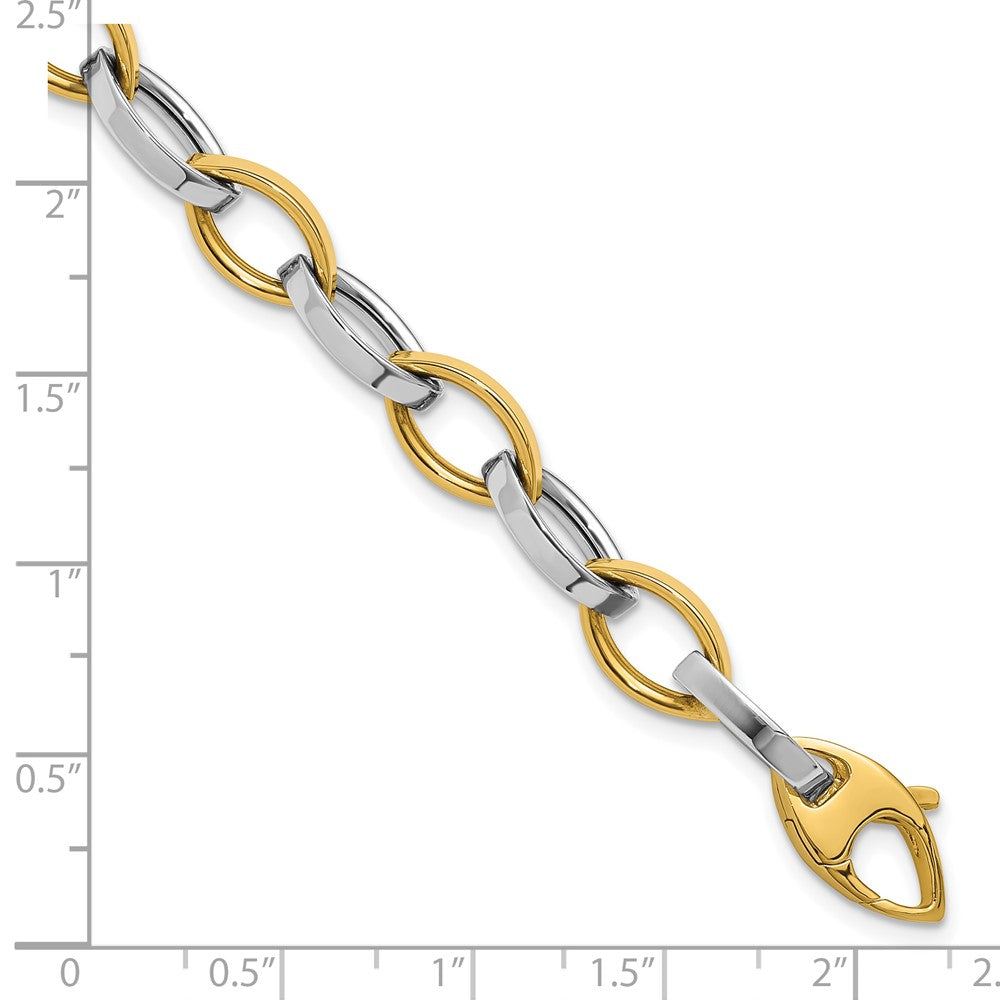 14K Two Tone Polished Link Bracelet