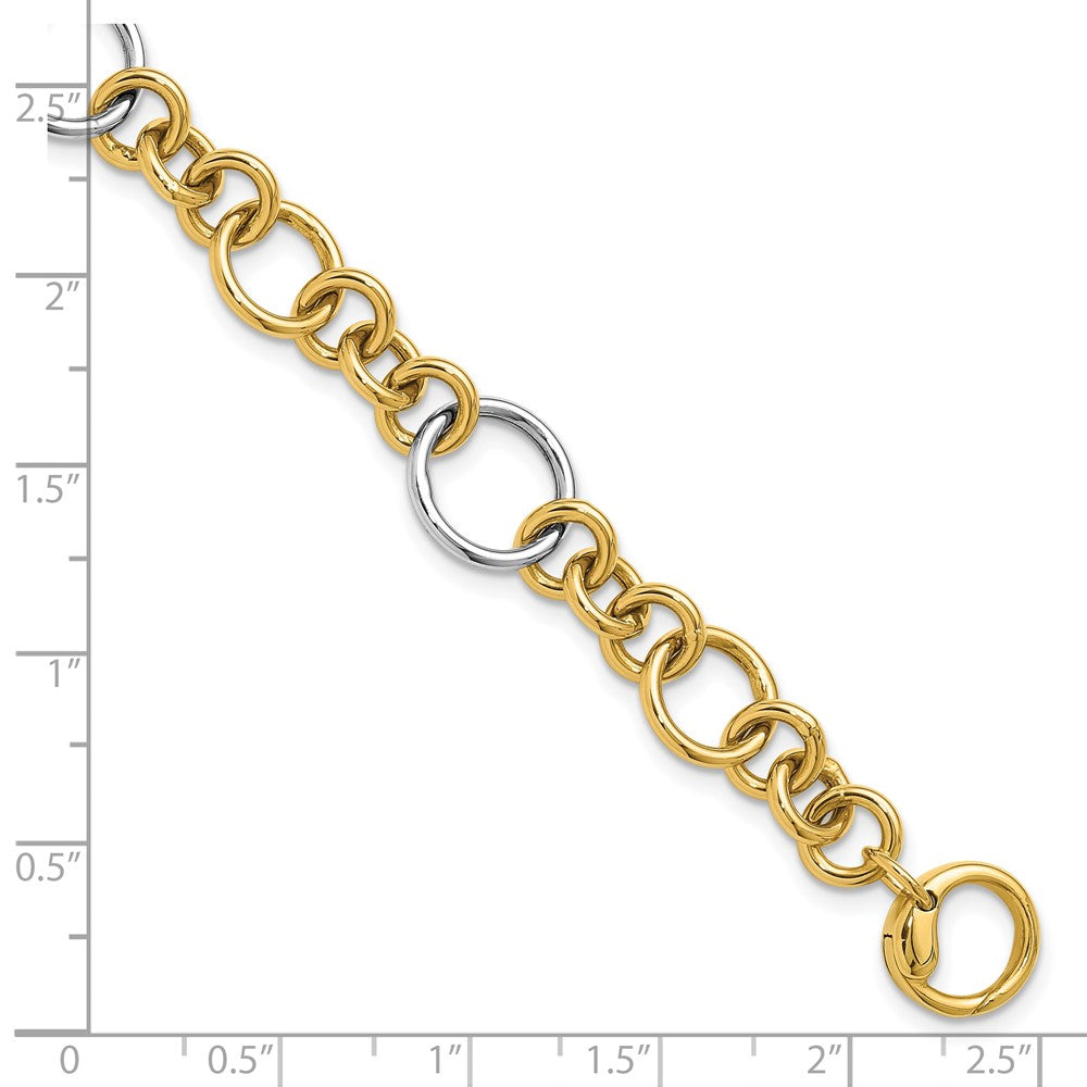14K Two Tone Polished Circle Links Bracelet