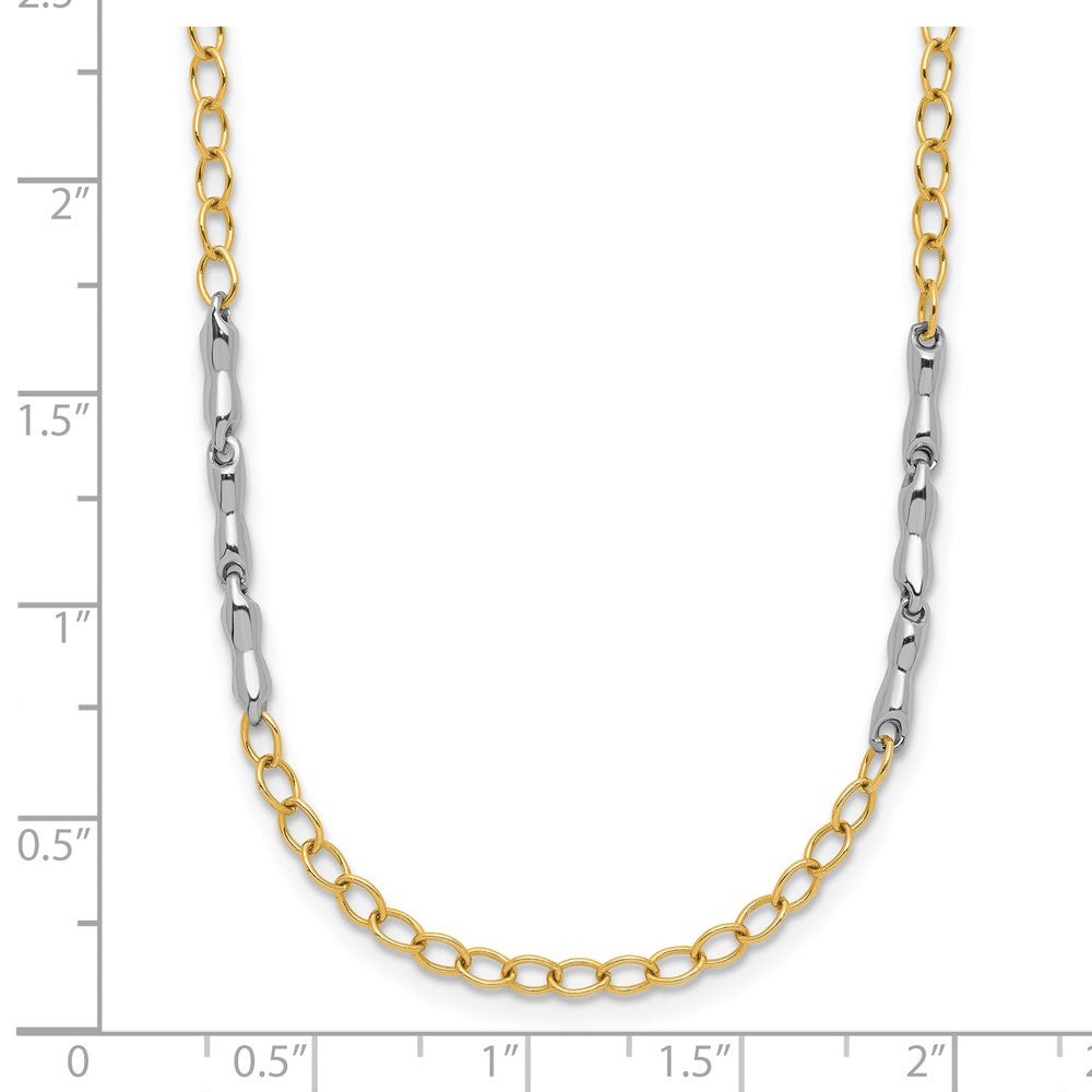 14K Two Tone Polished Fancy Link Necklace