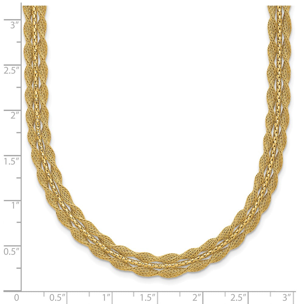 14K Yellow Gold Polished/Textured And Diamond Cut Necklace