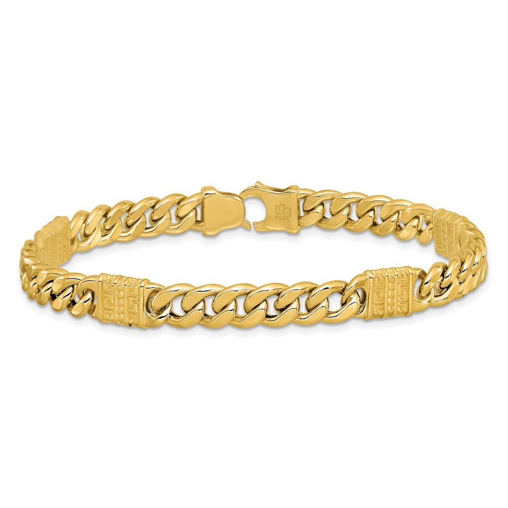 14K Yellow Gold Polished With Design Fancy Link Men'S Bracelet