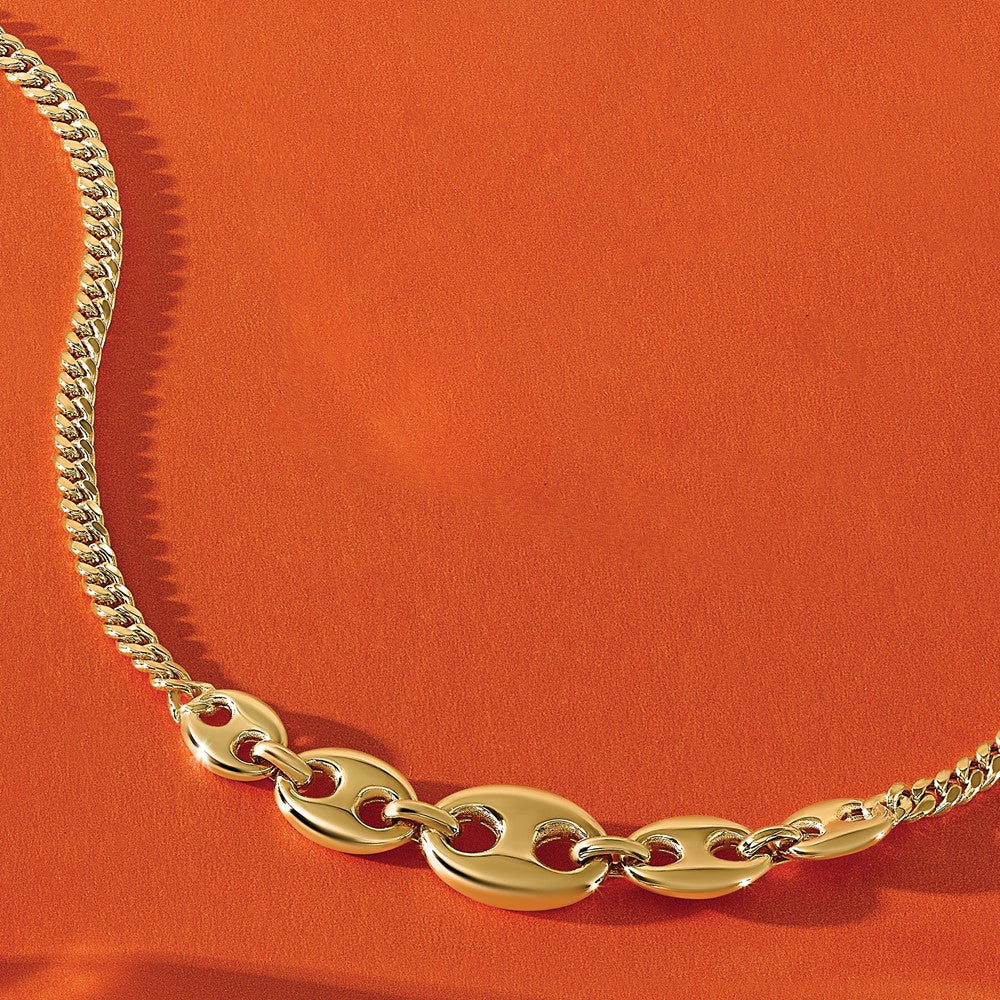 14K Yellow Gold Polished Fancy Curb Link Necklace