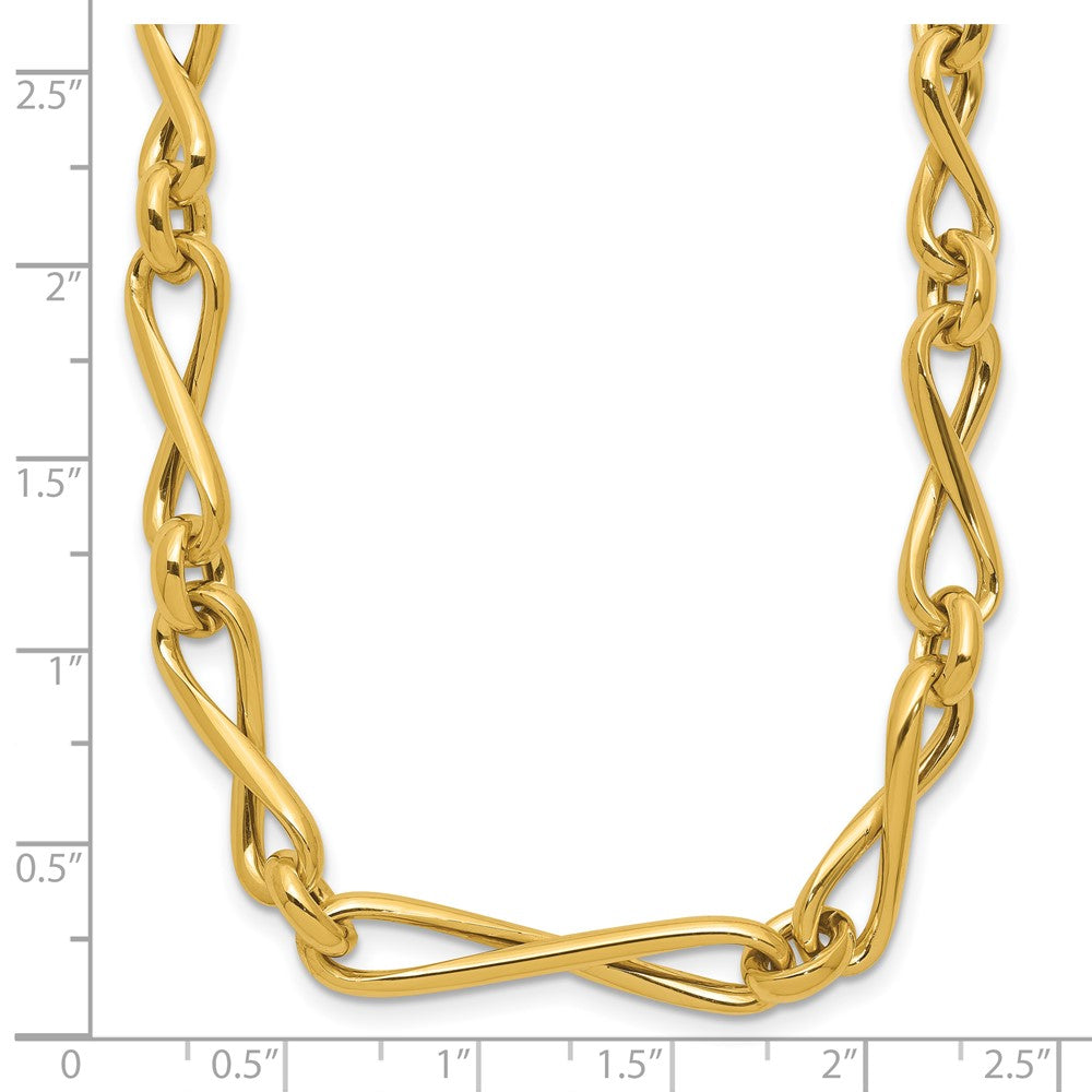14K Yellow Gold Polished Fancy Twisted Link Infinity Necklace