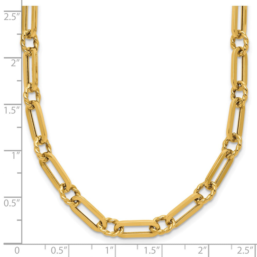 14K Yellow Gold Polished And Twisted Fancy Link Toggle Necklace