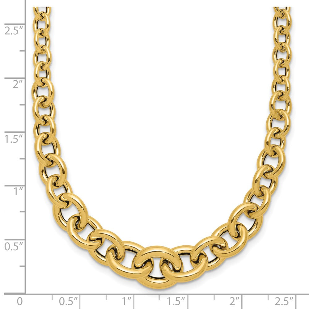 14K Yellow Gold Polished Fancy Graduated Circle Link Necklace
