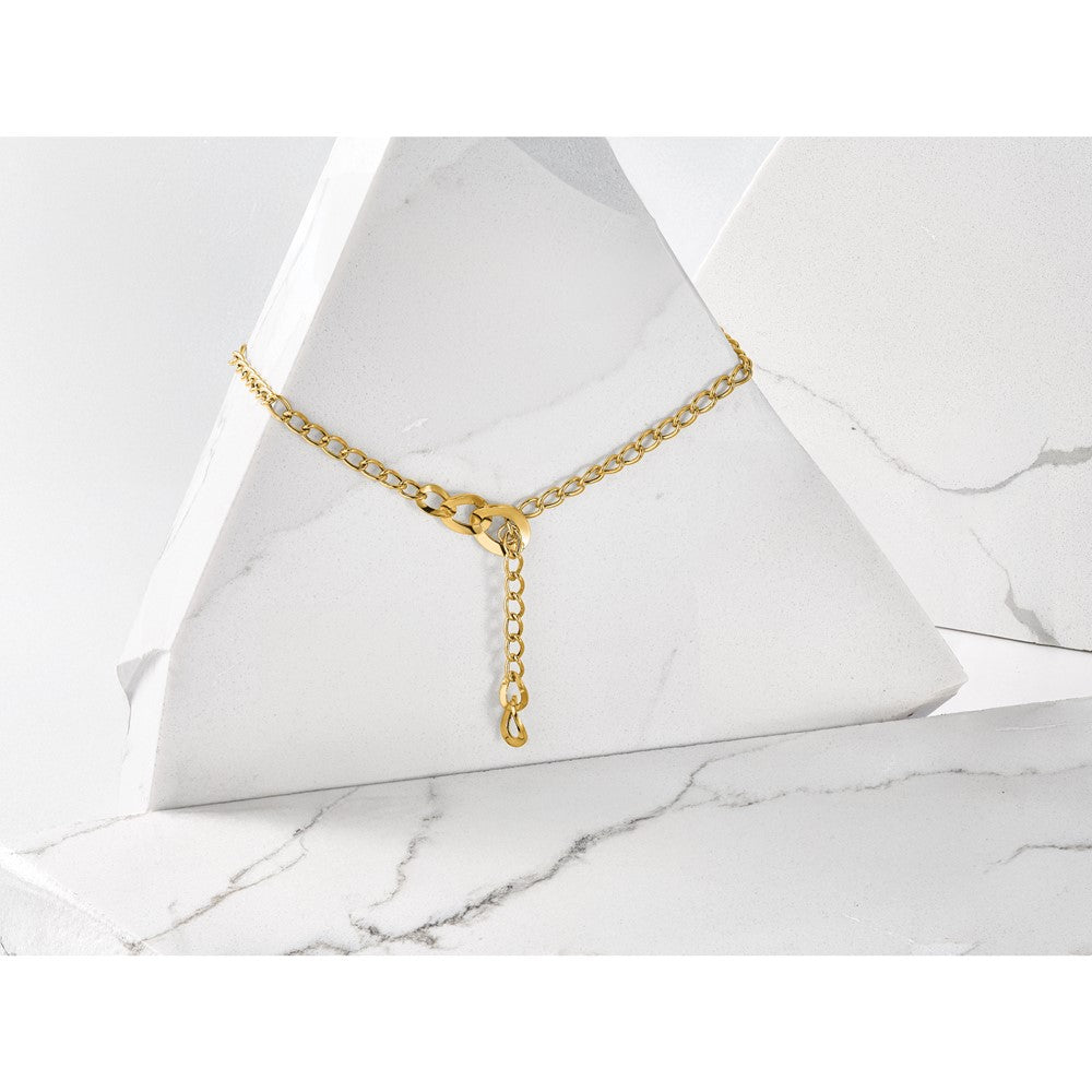 14K Yellow Gold Polished Fancy Curb Link Lariat Necklace