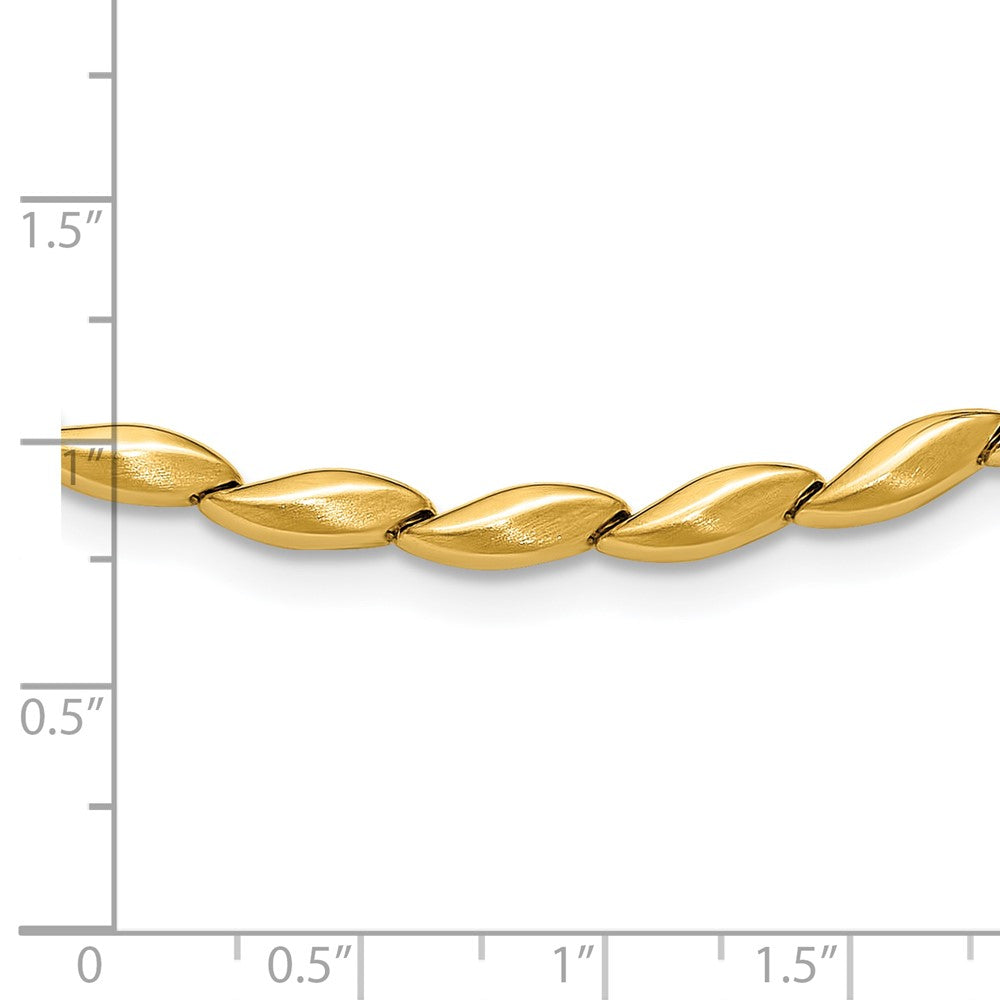 14K Yellow Gold Polished And Satin 4.2mm Fancy Link Necklace