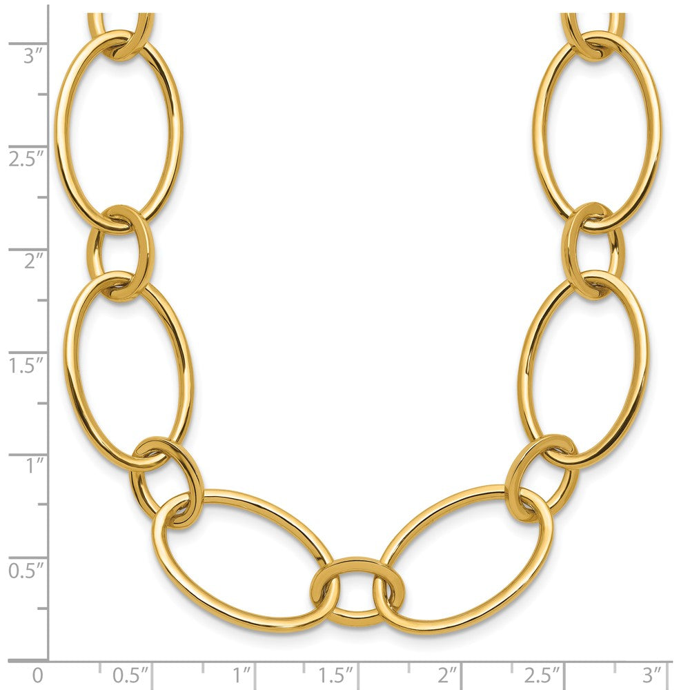 14K Yellow Gold Polished Fancy Mixed Oval Link Necklace