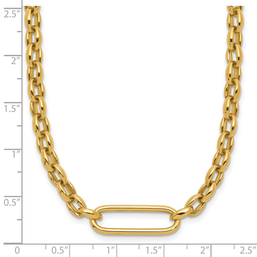 14K Yellow Gold Polished Fancy Elongated Oval Link Necklace
