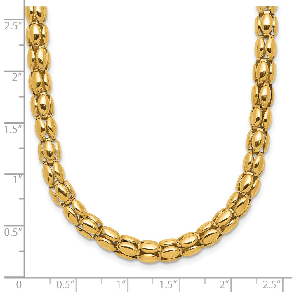 14K Two Tone Polished 5.5mm Popcorn Mesh Necklace
