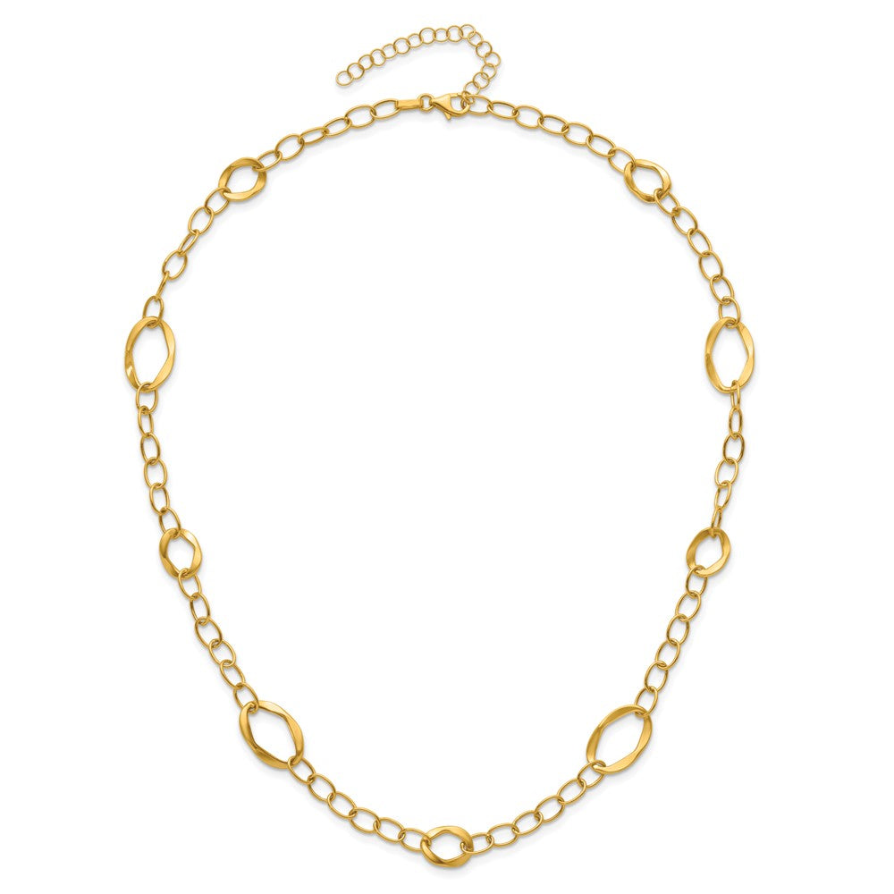 14K Yellow Gold Polished Fancy Link 2In Ext. Necklace