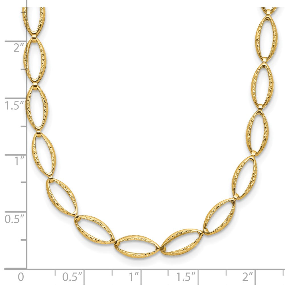 14K Yellow Gold Polished And Diamond Cut Fancy Link Necklace