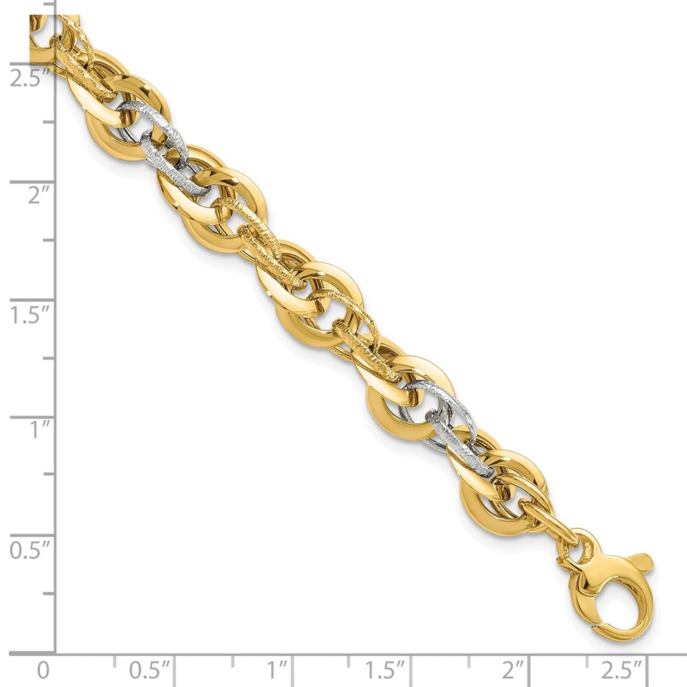 8 Inch 14K Two-Tone Polished D/C Fancy Link Bracelet