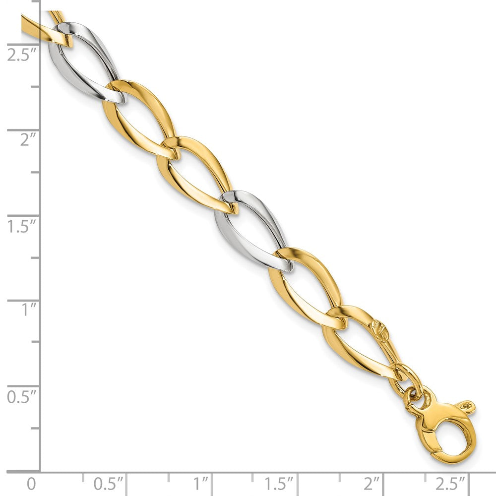7.5 Inch 14K Two-Tone Polished Fancy Link Bracelet