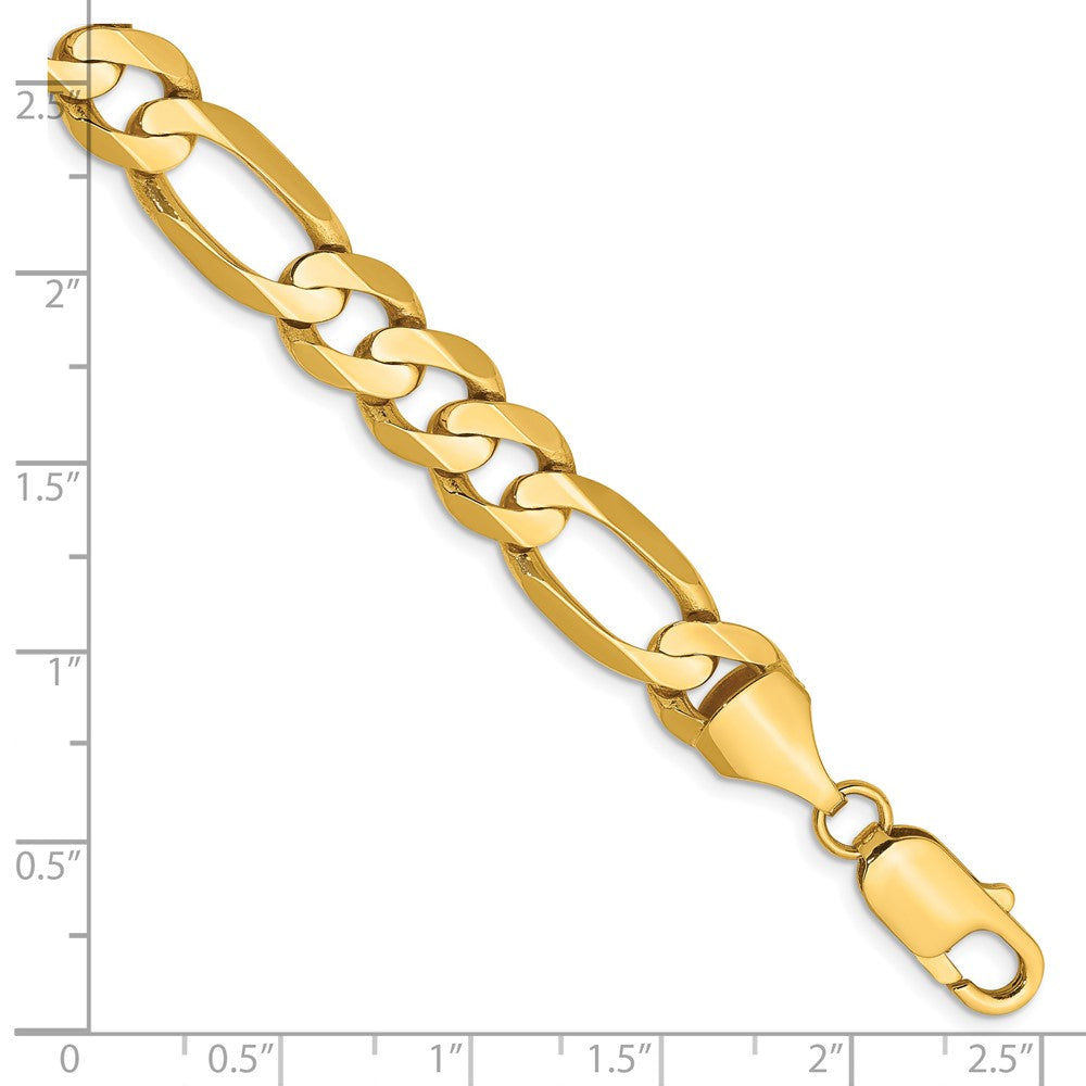 14K Yellow Gold 9 Inch 8.75mm Concave Open Figaro With Lobster Clasp Chain Bracelet