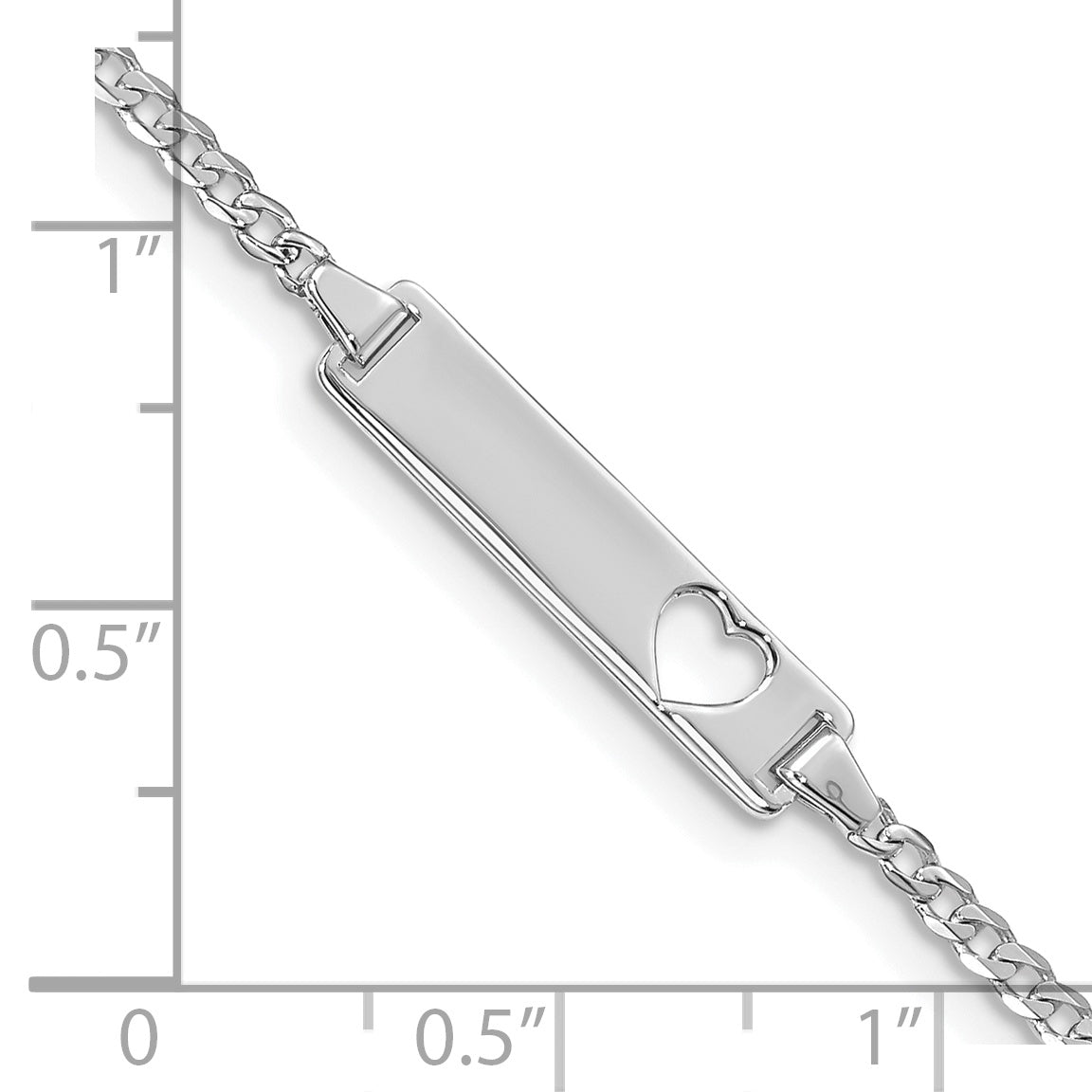 7 Inch 14K Wg Cut-Out Heart Curb Link Id Bracelet