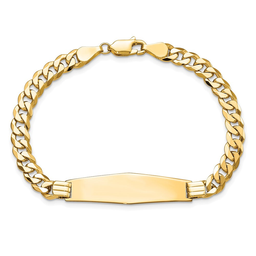 8 Inch 14K Curb Link Soft Diamond Shape Id Bracelet