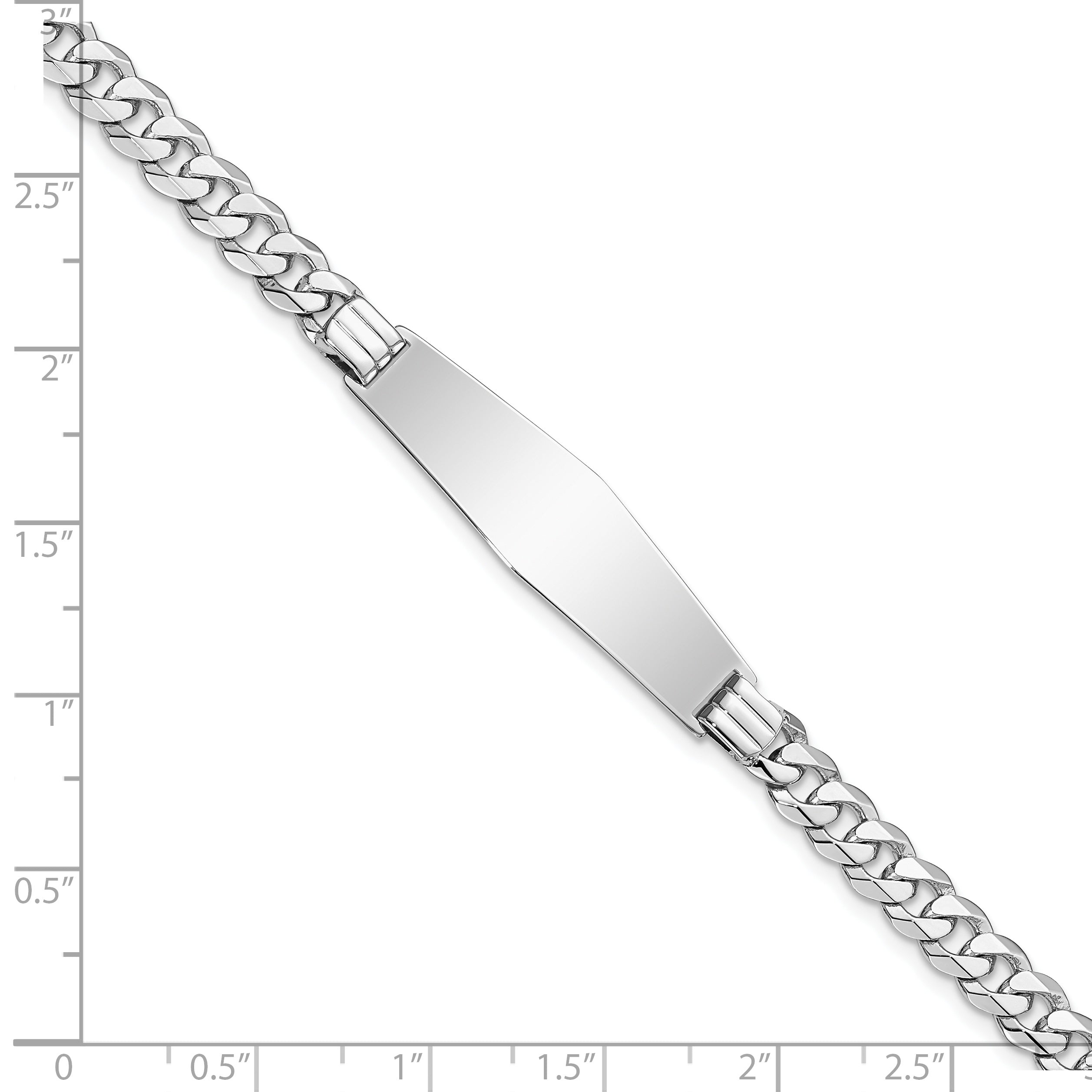 7 Inch 14K Wg Flat Curb Link Soft Diamond Shape Id Bracelet