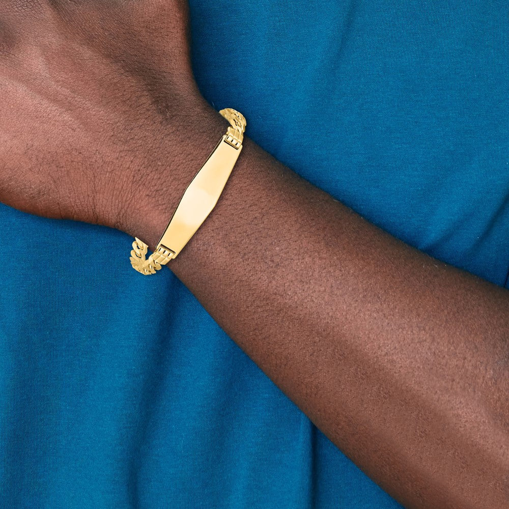 7 Inch 14K Curb Link Soft Diamond Shape Id Bracelet