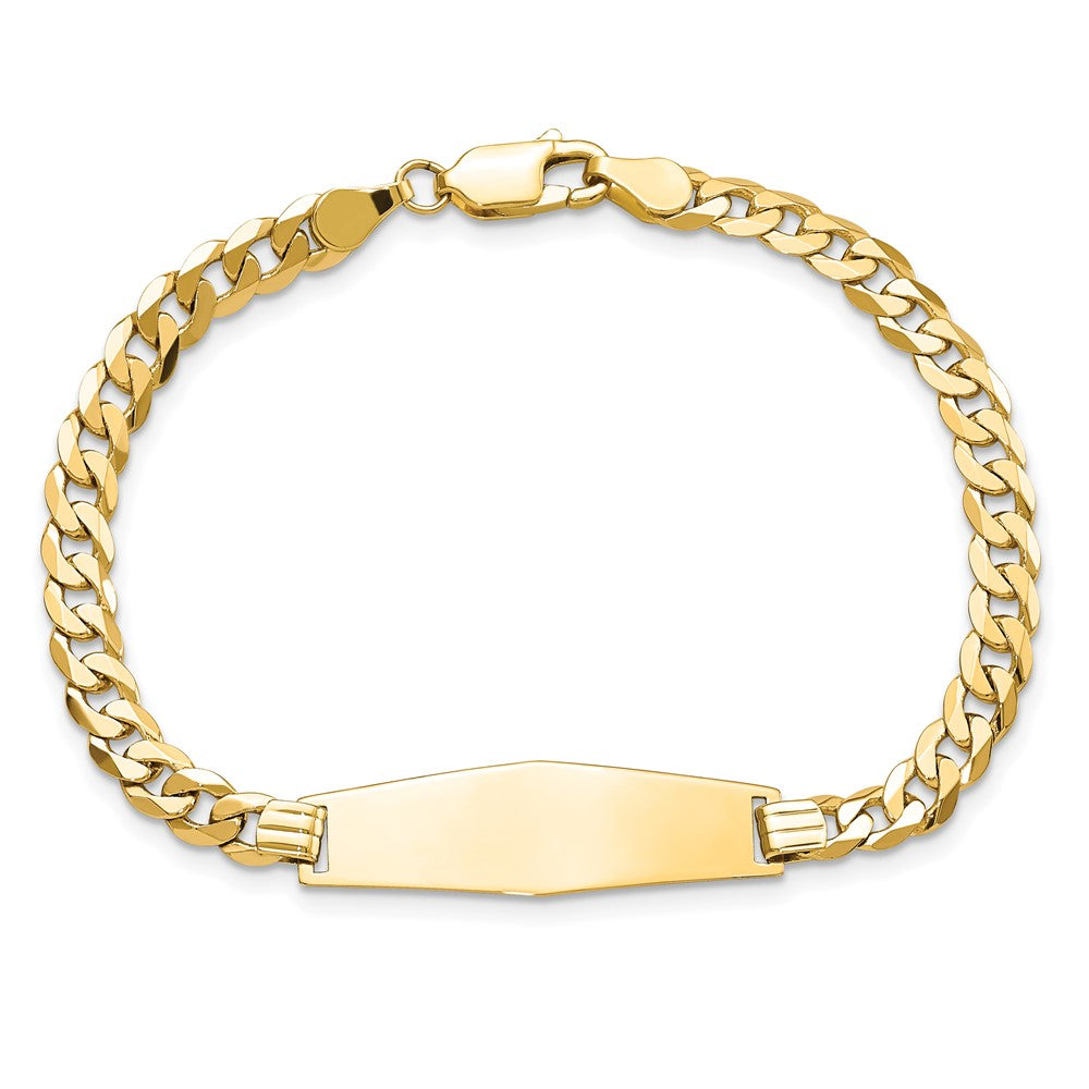 7 Inch 14K Soft Diamond Shape Flat Curb Link Id Bracelet