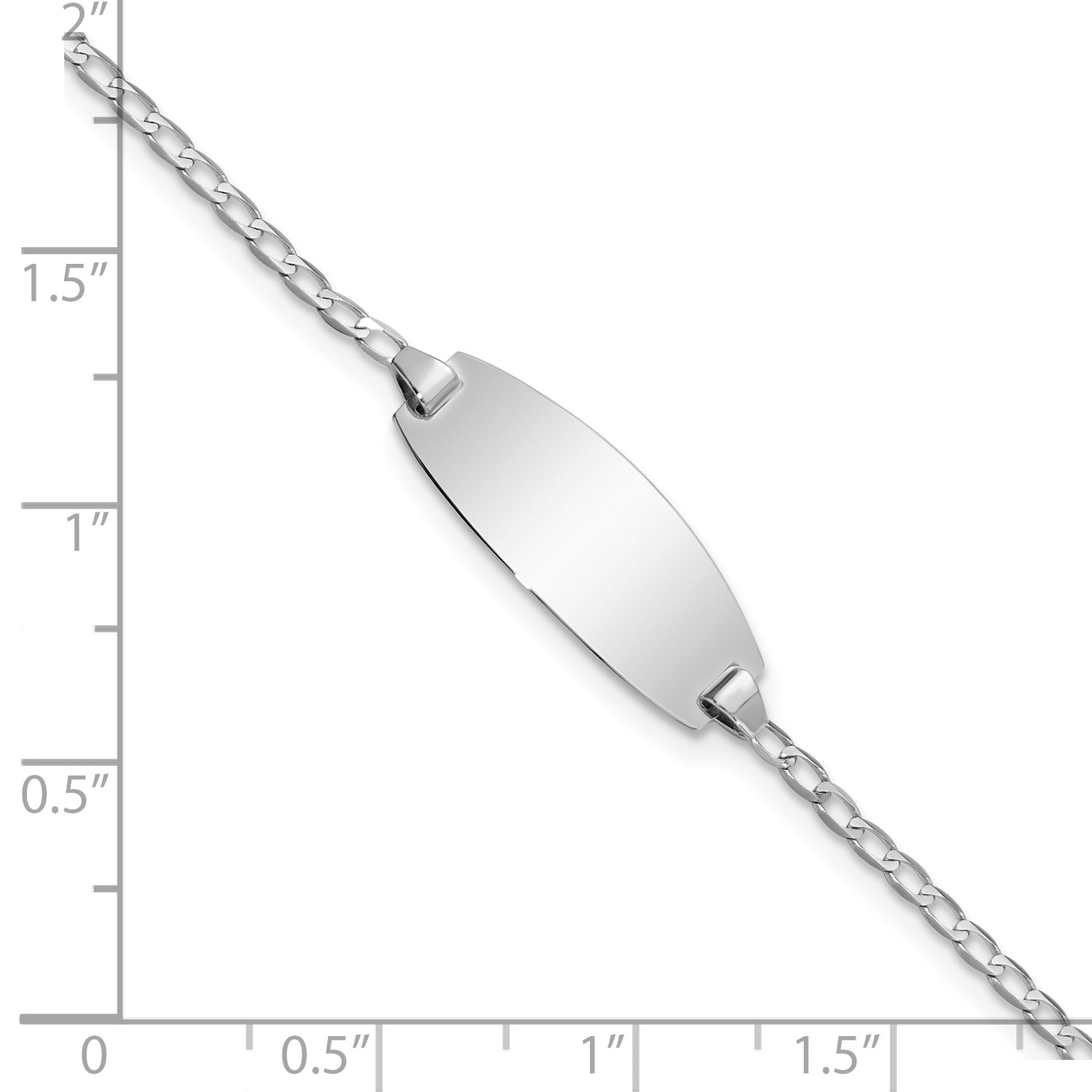 5.5 Inch 14K White Gold Oval Curb Id Bracelet