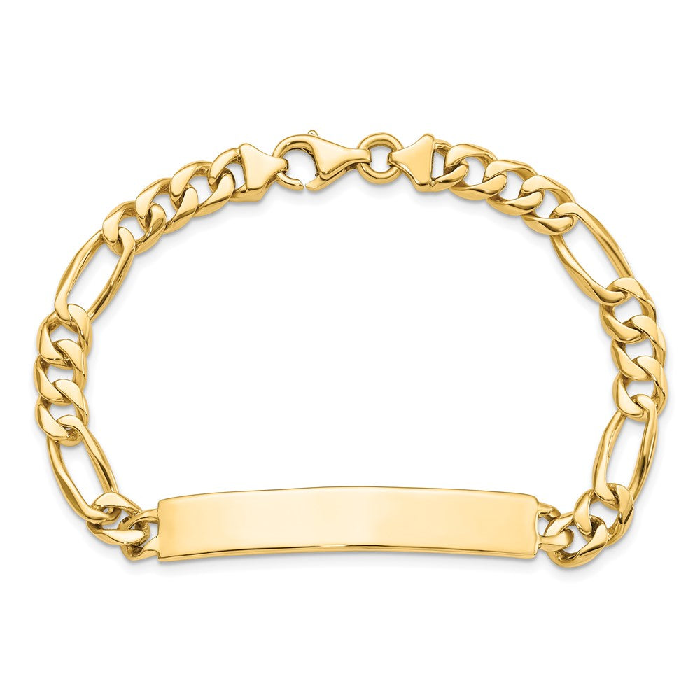 14K Yellow Gold Hand Polished Solid Chain/Solid Plate Figaro Link 44X8.5mm 8 Inch Id Bracelet