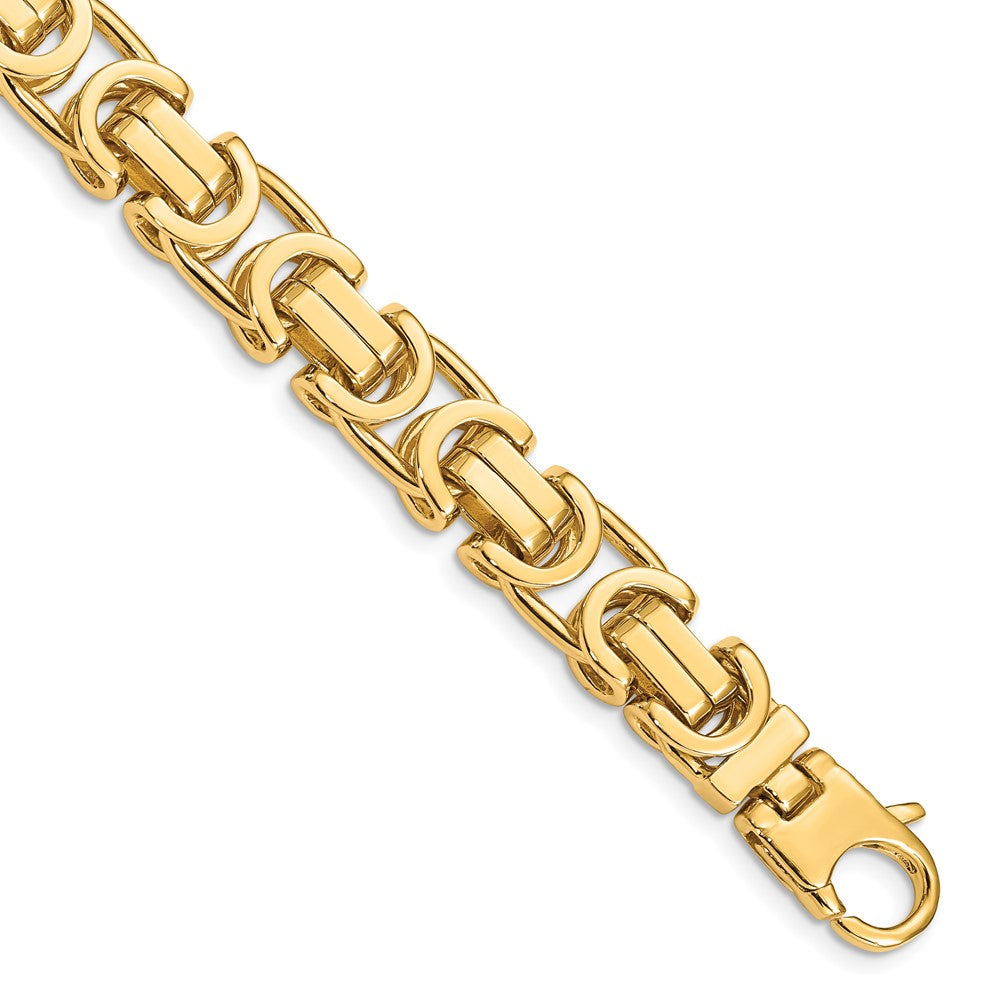 14K Yellow Gold 8.75 Inch 10.1mm Hand Polished Byzantine Link With Lobster Clasp Bracelet